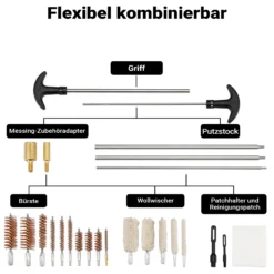Wiltec Reinigungsset zur Waffenpflege, 100 Teile mit Transportkoffer zur Waffenreinigung, Set mit Messingbürsten, Baumwollbürsten usw.