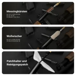 Wiltec Reinigungsset zur Waffenpflege, 100 Teile mit Transportkoffer zur Waffenreinigung, Set mit Messingbürsten, Baumwollbürsten usw.