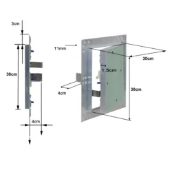 Wiltec Revisionsklappe 30 x 30 cm Revisionstür mit Aluminiumrahmen, Revisionsöffnung mit 12,5 mm Gipskartoneinlage, Revi Klappe für Trockenbau