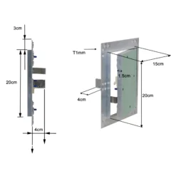 Wiltec Revisionsklappe 15 x 20 cm Revisionstür mit Aluminiumrahmen, Revisionsöffnung mit 12,5 mm Gipskartoneinlage, Revi Klappe für Trockenbau