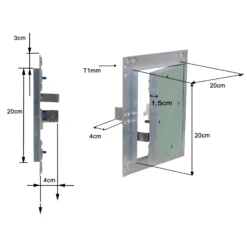 Wiltec Revisionsklappe 20 x 20 cm Revisionstür mit Aluminiumrahmen, Revisionsöffnung mit 12,5 mm Gipskartoneinlage, Revi Klappe für Trockenbau