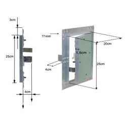Wiltec Revisionsklappe 20 x 25 cm Revisionstür mit Aluminiumrahmen, Revisionsöffnung mit 12,5 mm Gipskartoneinlage, Revi Klappe für Trockenbau