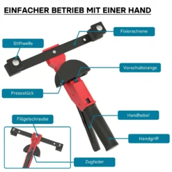 Wiltec Rohrbiegemaschine manuell, für Rohrdurchmesser 14-32 mm und Biegeradius bis 90°, Handbiegegerät für Alu-, Kupfer- und Kunststoffrohre, Rohrbieger