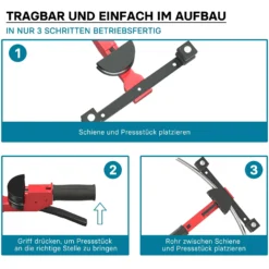Wiltec Rohrbiegemaschine manuell, für Rohrdurchmesser 14-32 mm und Biegeradius bis 90°, Handbiegegerät für Alu-, Kupfer- und Kunststoffrohre, Rohrbieger