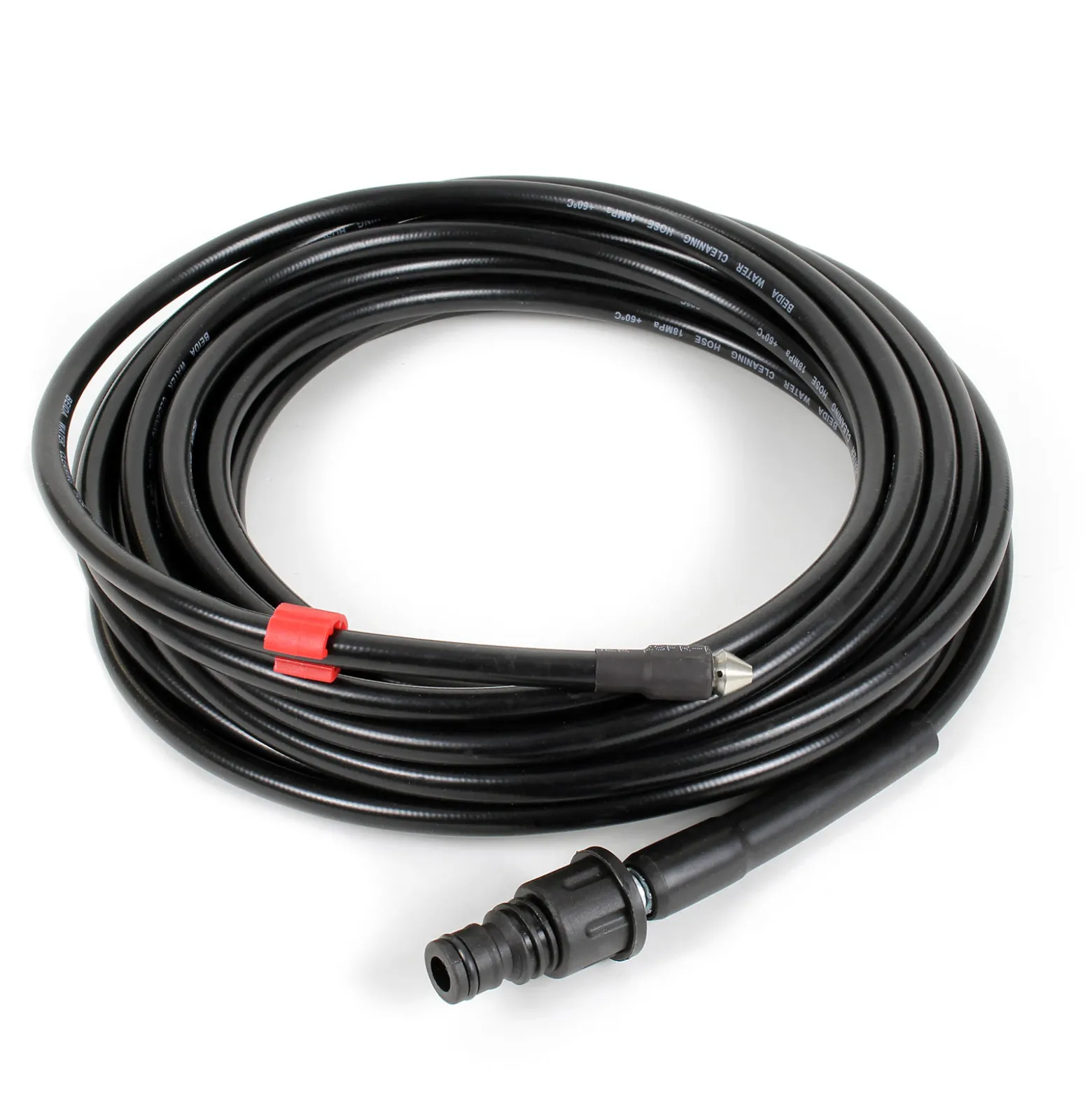 Wiltec Rohrreinigungsschlauch 15m Abflussreiniger inkl. 4 Adapter für Hochdruckreiniger 160bar