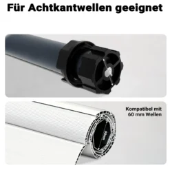 Wiltec Rollladenmotor 204 W 30 Nm mit mechanischem Endabschalter & Schutzart IP44 SW60, Motor für elektrische Rollladen