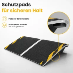 Wiltec Rollstuhlrampe Alu 800 x 250 x 21 mm, Türschwellenrampe bis 40 mm Stufenhöhe und 363 kg Traglast, rutschfeste Bordsteinrampe für Rollstuhl und Rollator