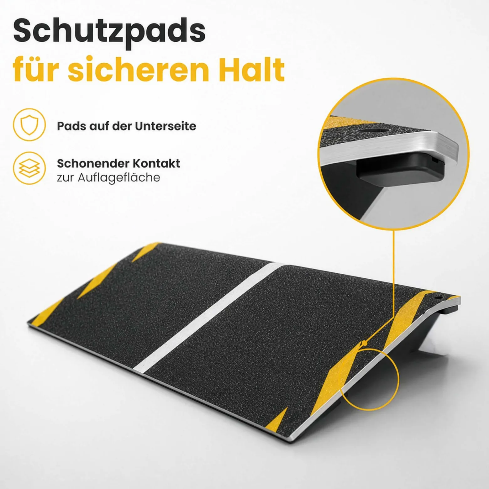 Wiltec Rollstuhlrampe Alu 800 x 250 x 21 mm, Türschwellenrampe bis 40 mm Stufenhöhe und 363 kg Traglast, rutschfeste Bordsteinrampe für Rollstuhl und Rollator
