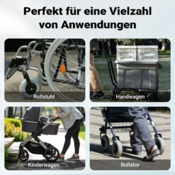 Wiltec Rollstuhlrampe doppelt faltbar 303cm 270kg, mobile Auffahrschiene als Rollirampe, Aluminium Kofferrampe