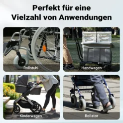 Wiltec Rollstuhlrampe doppelt faltbar 213cm 270kg, mobile Auffahrschiene mit rutschfester Oberfläche als Rollirampe, Aluminium Kofferrampe