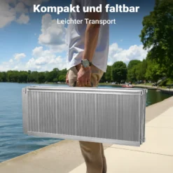 Wiltec Rollstuhlrampe doppelt faltbar 152cm 270kg, mobile Auffahrschiene als Rollirampe, Aluminium Kofferrampe
