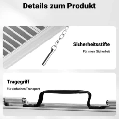 Wiltec Rollstuhlrampe faltbar 62 cm 270 kg, mobile Auffahrschiene als Rollirampe, Aluminium Kofferrampe, Flachrampe klappbar