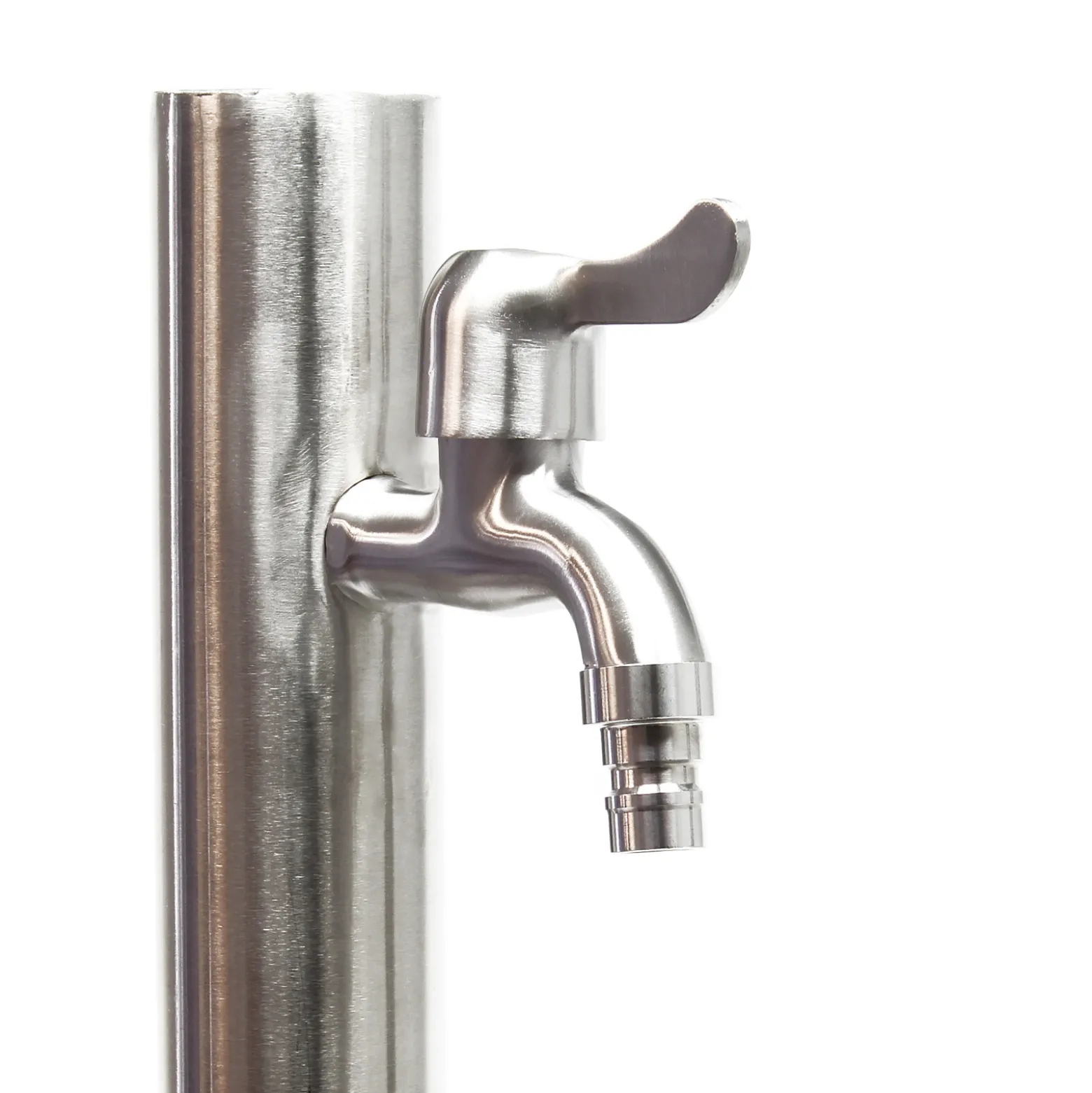 Wiltec runde Wasserzapfstelle aus Edelstahl 95,5 cm, Wassersäule mit Wasserhahn & Anschluss, UV- & frostbeständig