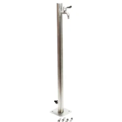 Wiltec runde Wasserzapfstelle aus Edelstahl 95,5 cm, Wassersäule mit Wasserhahn & Anschluss, UV- & frostbeständig