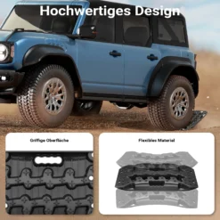 Wiltec Sandbleche Paar 581 x 295 x 65 mm Sandboards bis 7 t, 2er Set Anfahrhilfe für Wohnmobil, Bergeboards Traktionshilfe für Sand, Schlamm und Schnee