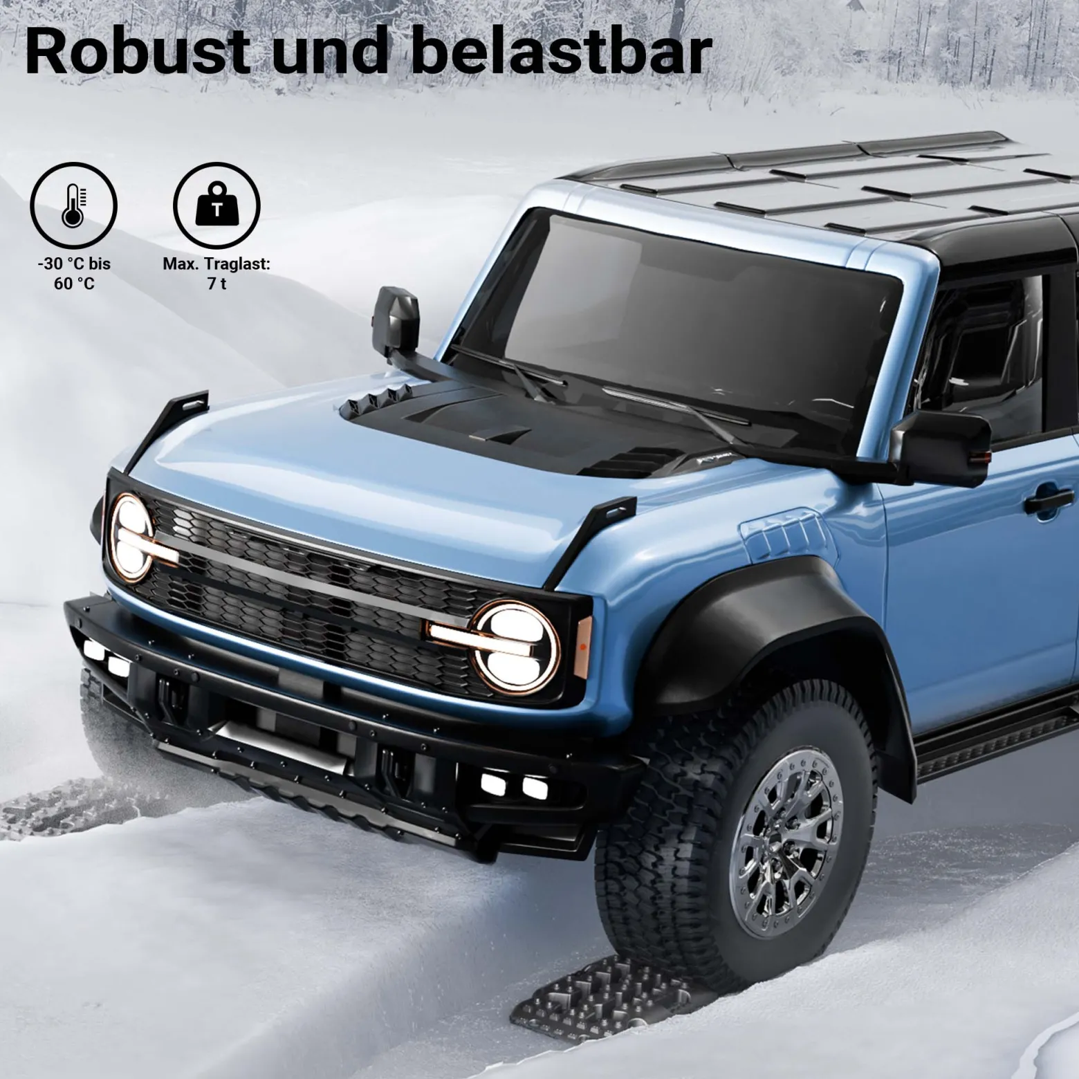 Wiltec Sandbleche Paar 581 x 295 x 65 mm Sandboards bis 7 t, 2er Set Anfahrhilfe für Wohnmobil, Bergeboards Traktionshilfe für Sand, Schlamm und Schnee