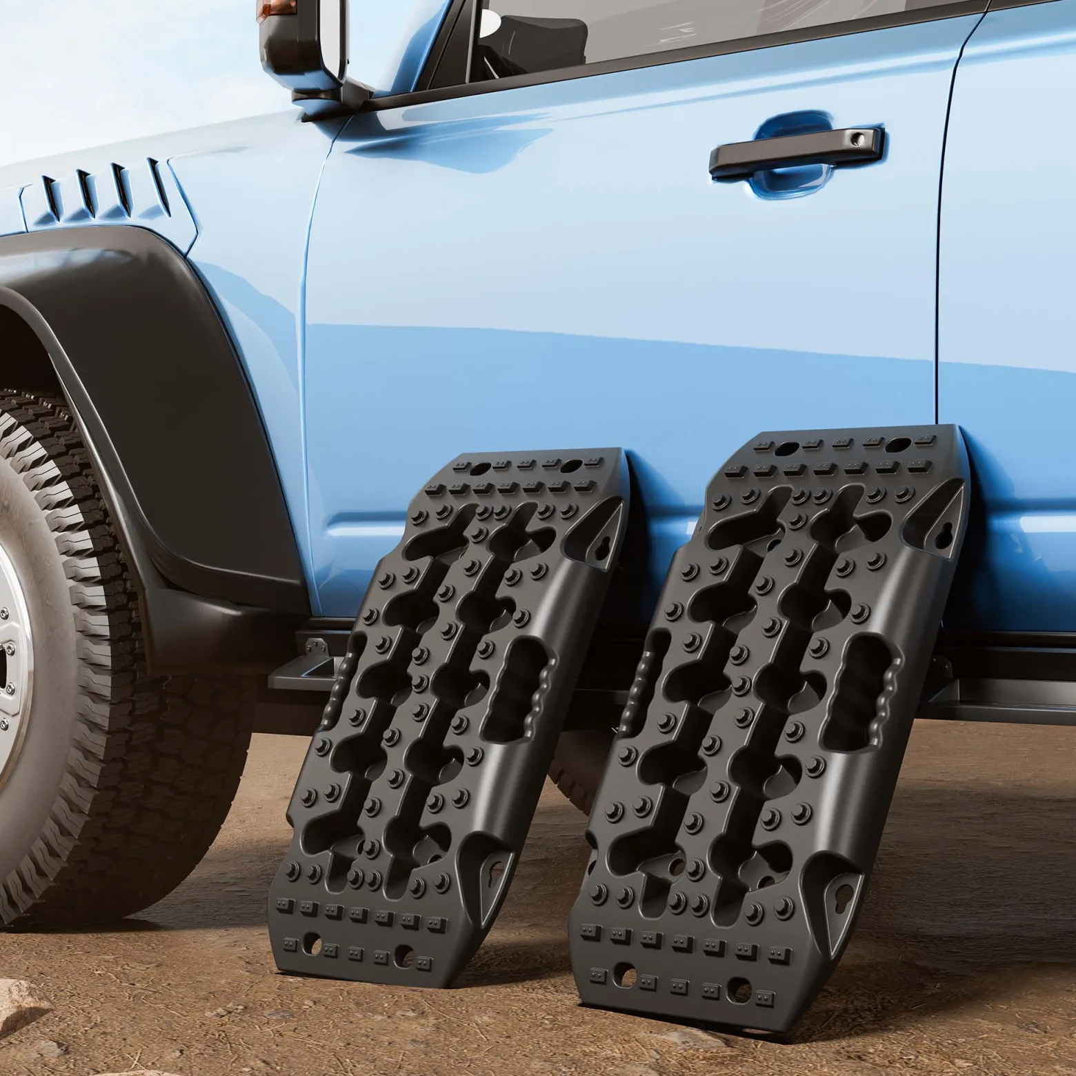 Wiltec Sandbleche Paar 581 x 295 x 65 mm Sandboards bis 7 t, 2er Set Anfahrhilfe für Wohnmobil, Bergeboards Traktionshilfe für Sand, Schlamm und Schnee
