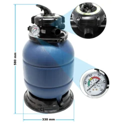 Wiltec Sandfilteranlage HZS-300 für Pools, Filteranlage, Poolfilter, Pumpe, Filterkessel mit Pumpe, Schwimmbadpumpe