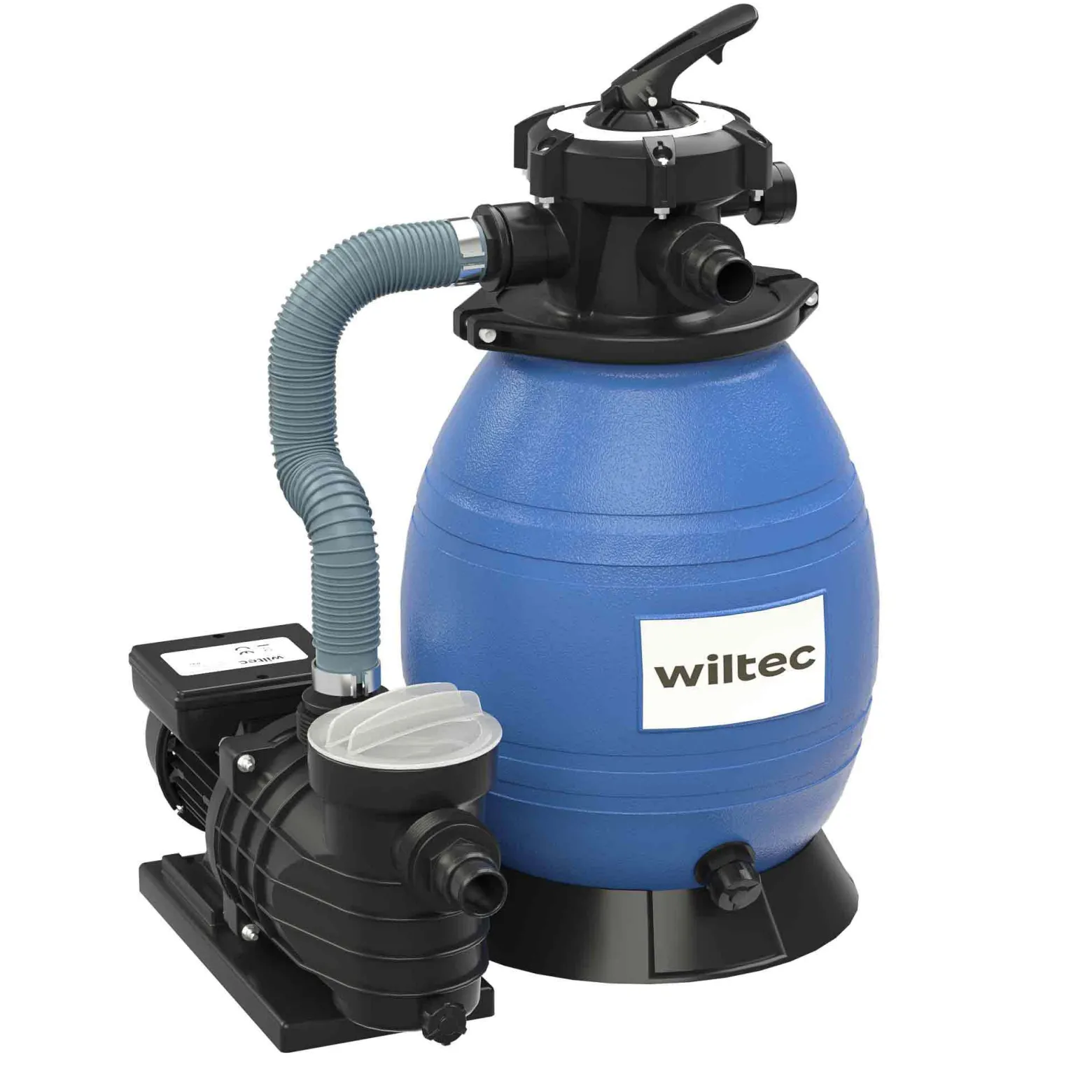 Wiltec Sandfilteranlage 370 W mit 26l Filtertank und selbstansaugender Pumpe 13200 l/h, Sandfilterpumpe, Pool-Pumpe