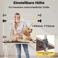 Wiltec Schertisch für Hund und Katze, 91x61x76 cm, Trimmtisch zusammenklappbar, Groomer Tisch mit 2 Schlingen, Pflegetisch für Tiere
