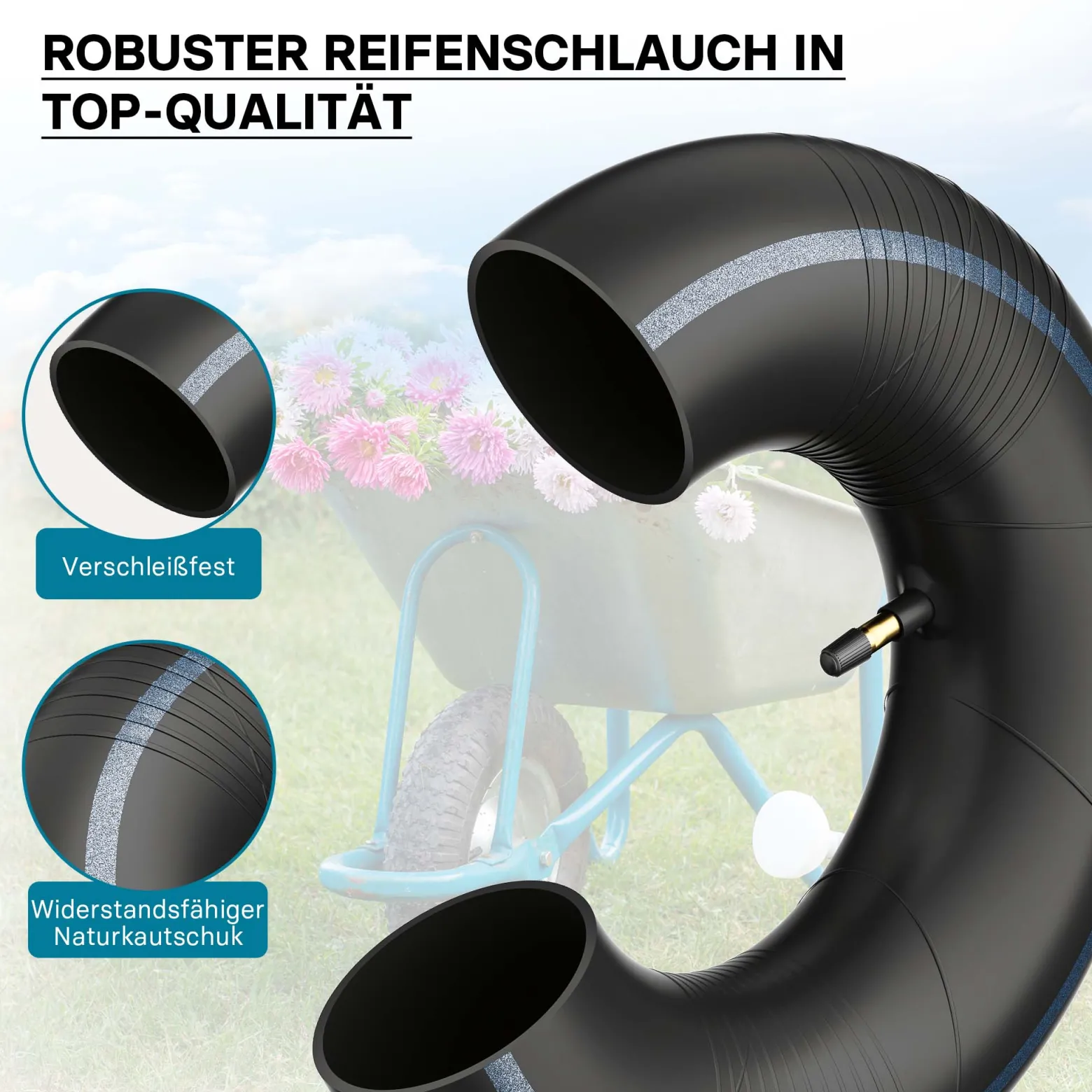 Wiltec Schlauch Luftschlauch für Rasenmäherreifen TR13 13x5.00-6 Rasentraktor Aufsitzmäher