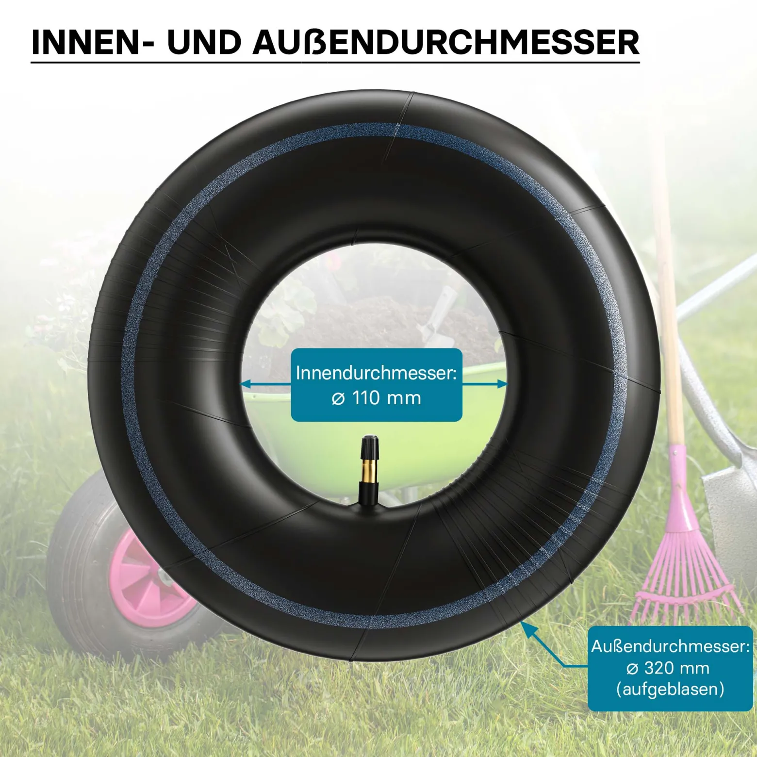 Wiltec Schlauch Luftschlauch für Rasenmäherreifen TR13 13x5.00-6 Rasentraktor Aufsitzmäher