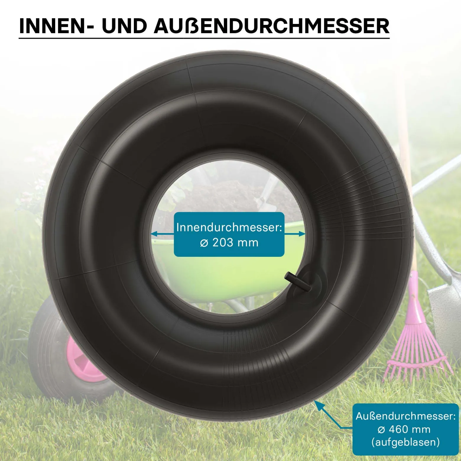 Wiltec Schlauch Luftschlauch Rasenmäherreifen 18x6.50/7.50/8.50/9.50-8 20x8.00/10.00-8 mit geradem Ventil E