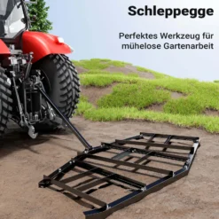 Wiltec Schleppegge 217 x 106 cm, Wiesenegge für Rasentraktor, ATV und UTV, Wiesenschleppe zur Bodenbearbeitung und Bodennivellierung