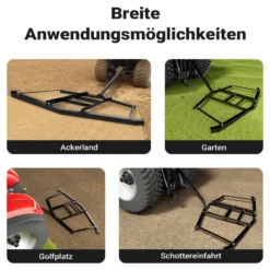 Wiltec Schleppegge 190 x 98 cm, Wiesenegge für Rasentraktor, ATV und UTV, Wiesenschleppe zur Bodenbearbeitung und Bodennivellierung