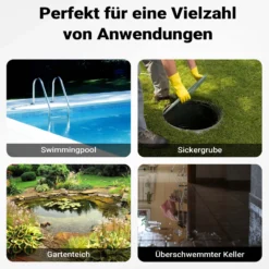 Wiltec Schmutzwasserpumpe 7.000l/h mit 400W, max. Förderhöhe 7,5 m, Fremdkörper bis Ø 5 mm