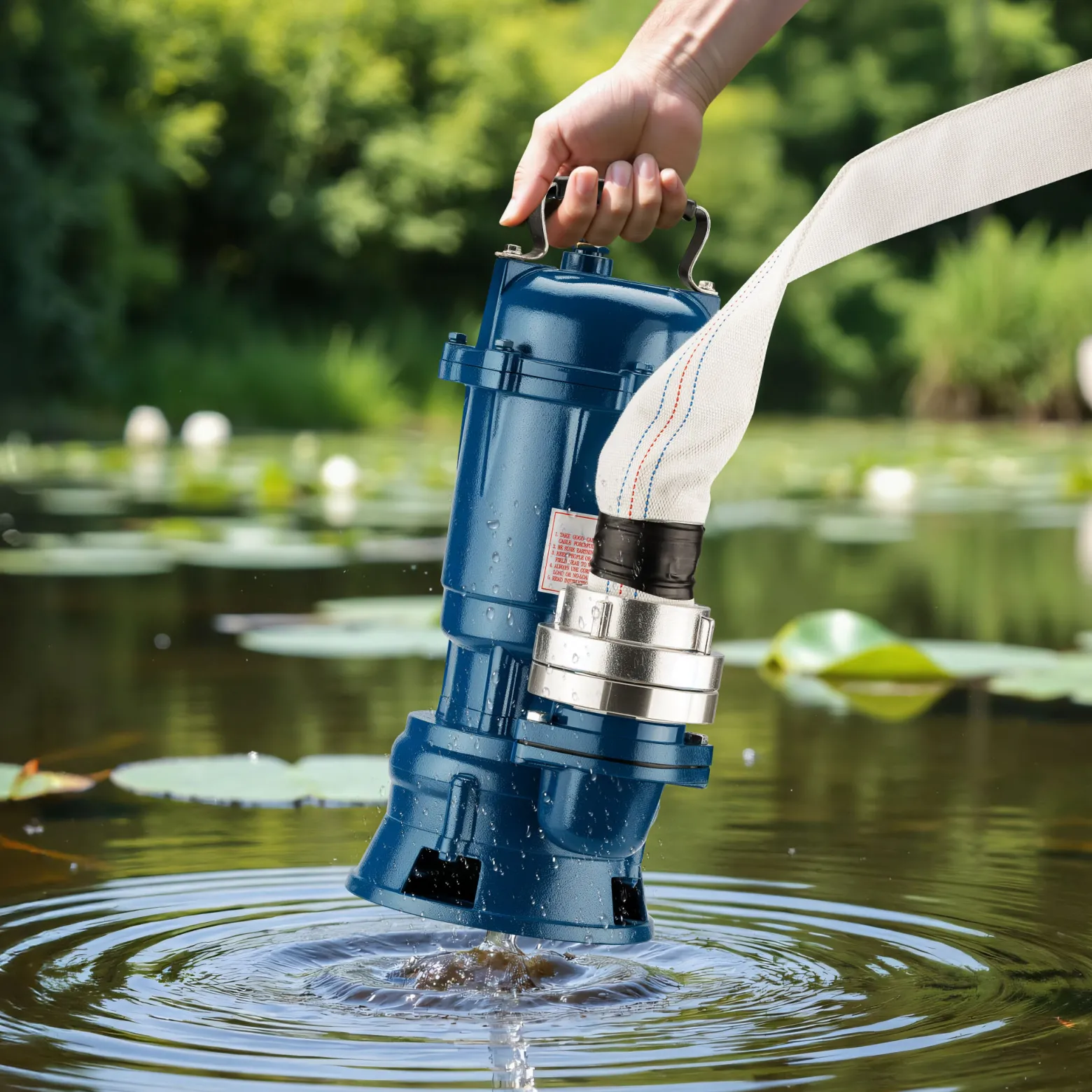 Wiltec Schmutzwasserpumpe 1100 W Tauchpumpe mit 30.000 l/h Fördermenge inkl. 20 m Schlauch Pumpe