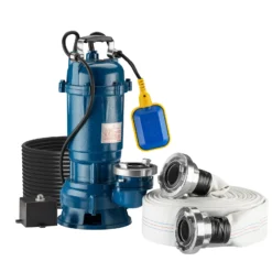 Wiltec Schmutzwasserpumpe 550W Tauchpumpe mit 16.200 l/h Fördermenge inkl. 20 m Schlauch Pumpe