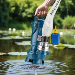 Wiltec Schmutzwasserpumpe 550W Tauchpumpe mit 16.200 l/h Fördermenge inkl. 20 m Schlauch Pumpe