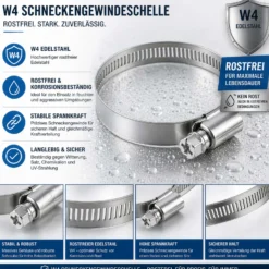 Wiltec Schneckengewindeschelle W4 9mm Bandbreite 35-50mm Spannbereich rostfreier Edelstahl flexible Schlauchschelle