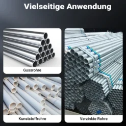 Wiltec Schneidkluppe 9-tlg. Set aus Stahl, Gewindeschneider mit 6 Schneidköpfen, Schneideisen mit Ratschenverlängerung, Rohrschneider mit Koffer