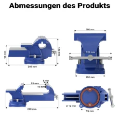 Wiltec Schraubstock Light Duty 100 mm Klemmbacke, Spannwerkzeug mit Amboss für leichte Beanspruchung für Werkbank