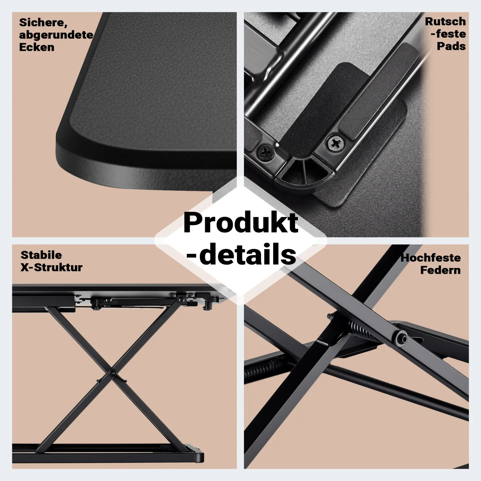 Wiltec Schreibtischaufsatz 67x47cm höhenverstellbarer Steh-Sitz Schreibtisch für Laptop und Monitor