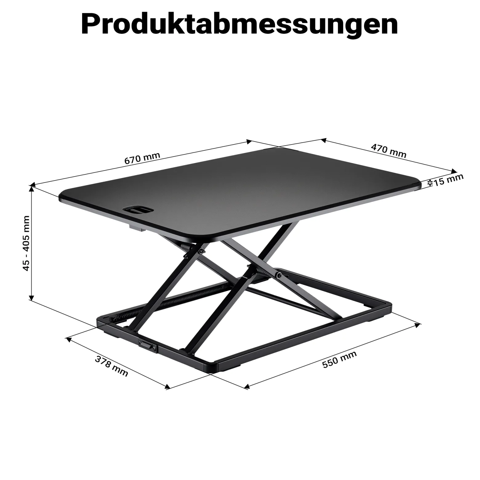 Wiltec Schreibtischaufsatz 67x47cm höhenverstellbarer Steh-Sitz Schreibtisch für Laptop und Monitor