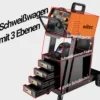 Wiltec Schweißwagen mit 4 Schubladen, Schweißgerätewagen bis 100 kg, Gasflaschenwagen Stahl mit Transportrollen, Werkstattwagen für Schweißgerät und Gasflasche