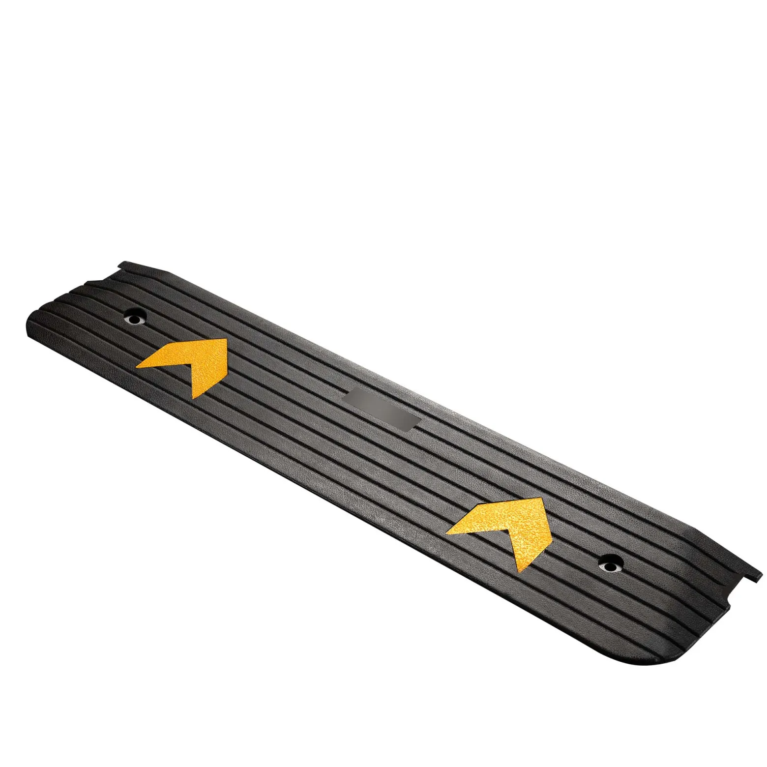 Wiltec Schwellenrampe bis 50 t, Rampe aus robustem Gummi 1130 x 240 x 25 mm, gelbe Reflexionsbänder und Schraubrillen, Auffahrrampe für Pkw, Motorrad, Rollstuhl oder Lkw