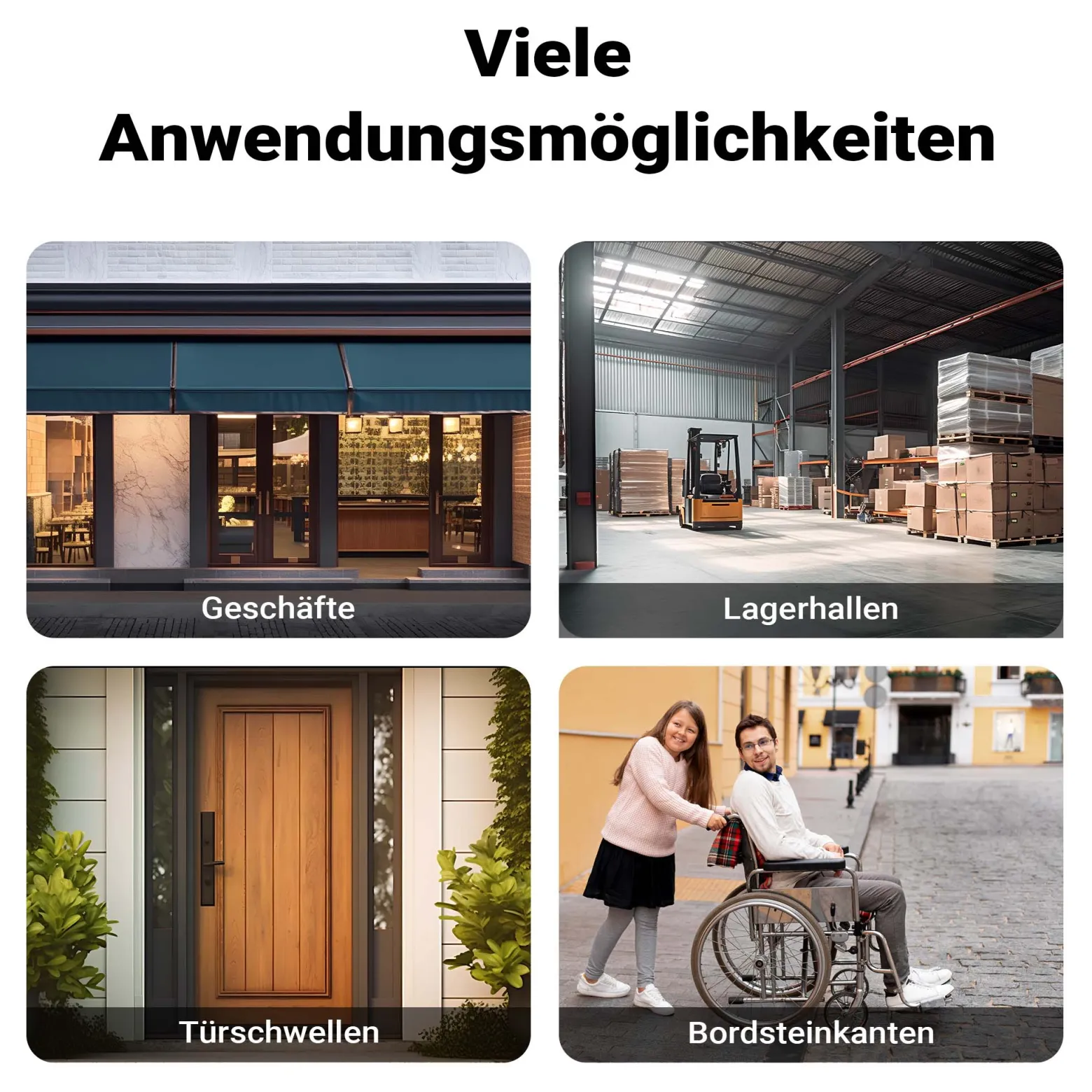 Wiltec Schwellenrampe bis 50 t, Rampe aus robustem Gummi 1100 x 406 x 50 mm, gelbe Reflexionsbänder und Schraubrillen, Auffahrrampe für Pkw, Motorrad, Rollstuhl oder Lkw