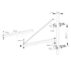 Wiltec Schwenkarm für Verladeleuchte bis 600 kg, Halterung für Arbeitsleuchte mit 110 cm Ausladung, schwenkbarer Arm für Beleuchtung der Laderampe
