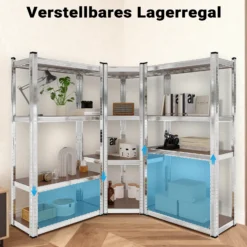 Wiltec Schwerlast Eckregal 164x150x160cm, 700 kg Gesamtlast, Steckregal verzinkt aus Stahl, Lastenregal mit 4 Ablagen, Werkstattregal