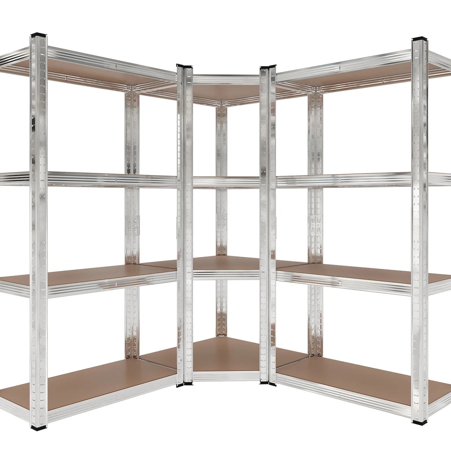 Wiltec Schwerlast Eckregal 164x150x160cm, 700 kg Gesamtlast, Steckregal verzinkt aus Stahl, Lastenregal mit 4 Ablagen, Werkstattregal