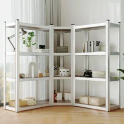Wiltec Schwerlast Eckregal 164x150x160cm, 700 kg Gesamtlast, Steckregal verzinkt aus Stahl, Lastenregal mit 4 Ablagen, Werkstattregal