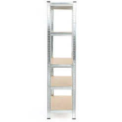 Wiltec Schwerlastregal 90x45x180cm, Gesamtlast 875kg, Steckregal verzinkt aus Stahl, Lastenregal mit 5 Ablagen, Werkstattregal