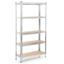 Wiltec Schwerlastregal 90x45x180cm, Gesamtlast 875kg, Steckregal verzinkt aus Stahl, Lastenregal mit 5 Ablagen, Werkstattregal