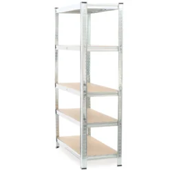 Wiltec Schwerlastregal 90x45x180cm, Gesamtlast 875kg, Steckregal verzinkt aus Stahl, Lastenregal mit 5 Ablagen, Werkstattregal