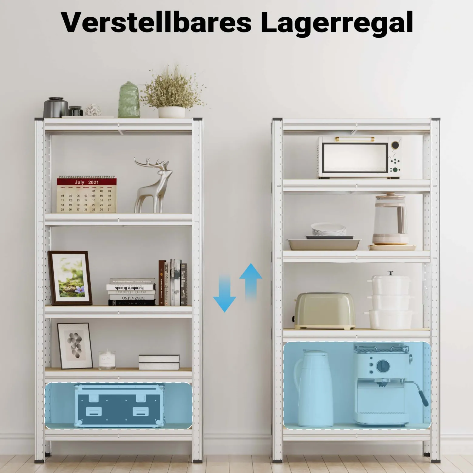 Wiltec Schwerlastregal 180x90x30cm, Gesamtlast 875kg, Steckregal verzinkt aus Stahl, Lastenregal mit 5 Ablagen, Werkstattregal