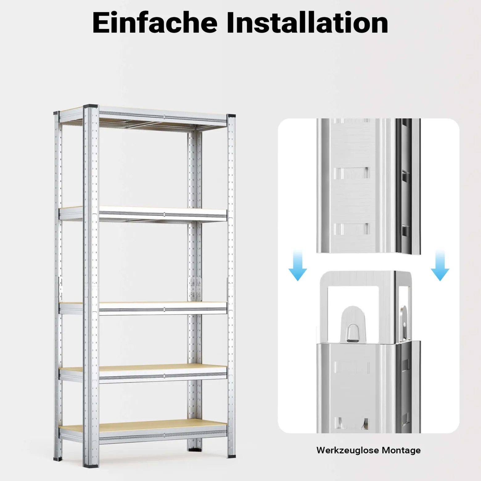 Wiltec Schwerlastregal 180x90x30cm, Gesamtlast 875kg, Steckregal verzinkt aus Stahl, Lastenregal mit 5 Ablagen, Werkstattregal